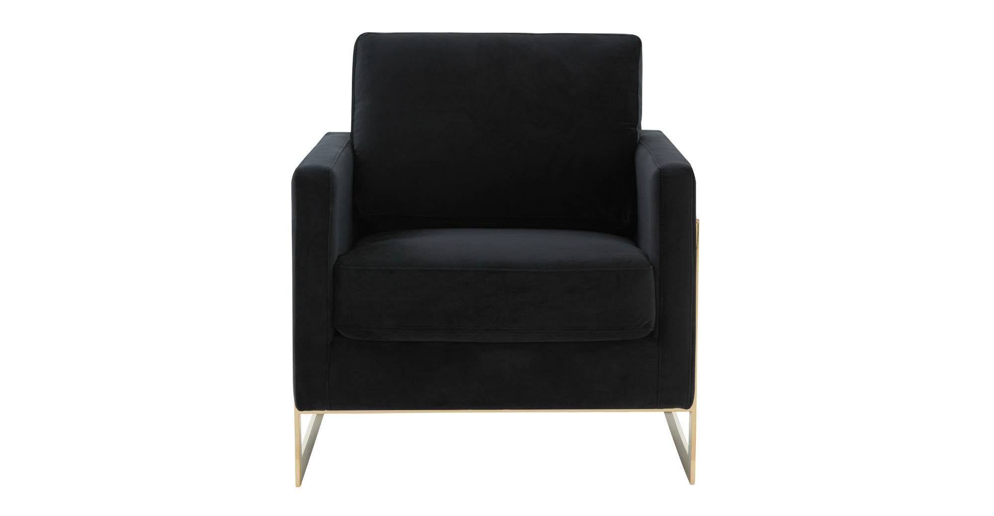 Lincoln Modern Upholstered Accent Armchair With Gold/Black Metal Frame Gold / Midnight Black / Velvet