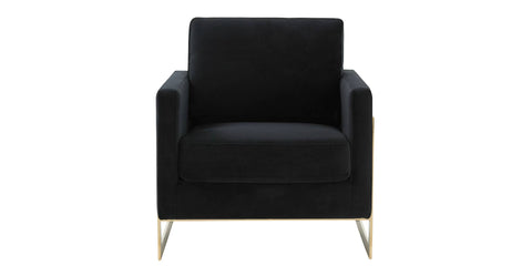 Lincoln Modern Upholstered Accent Armchair With Gold/Black Metal Frame Gold / Midnight Black / Velvet