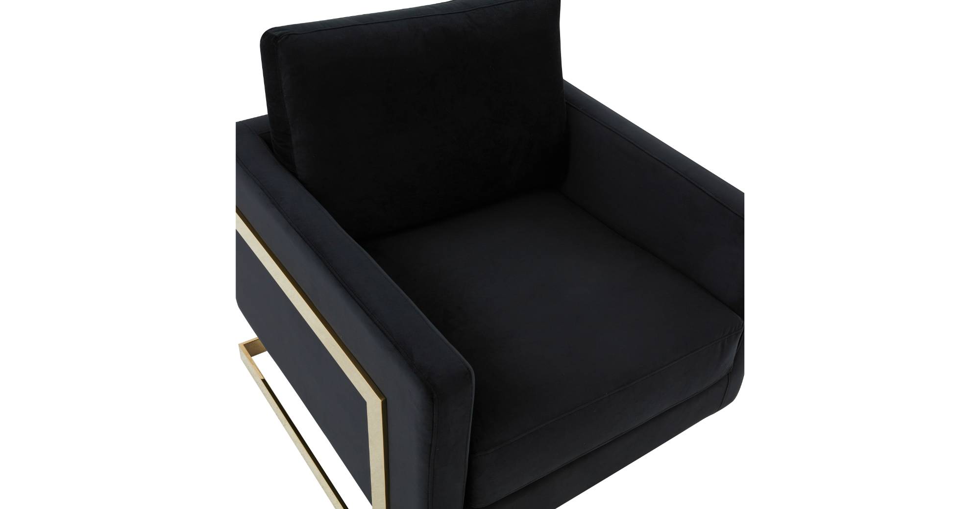 Lincoln Modern Upholstered Accent Armchair With Gold/Black Metal Frame Gold / Midnight Black / Velvet