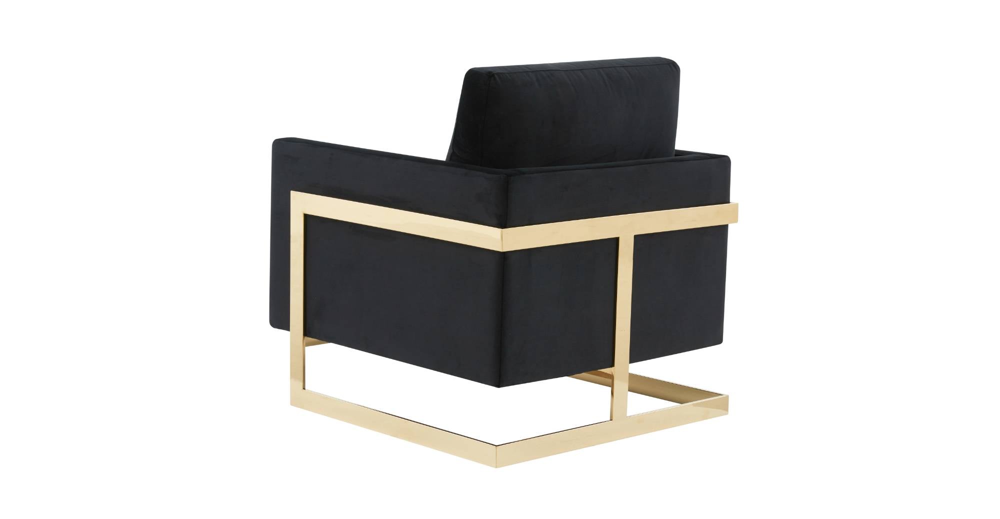 Lincoln Modern Upholstered Accent Armchair With Gold/Black Metal Frame Gold / Midnight Black / Velvet