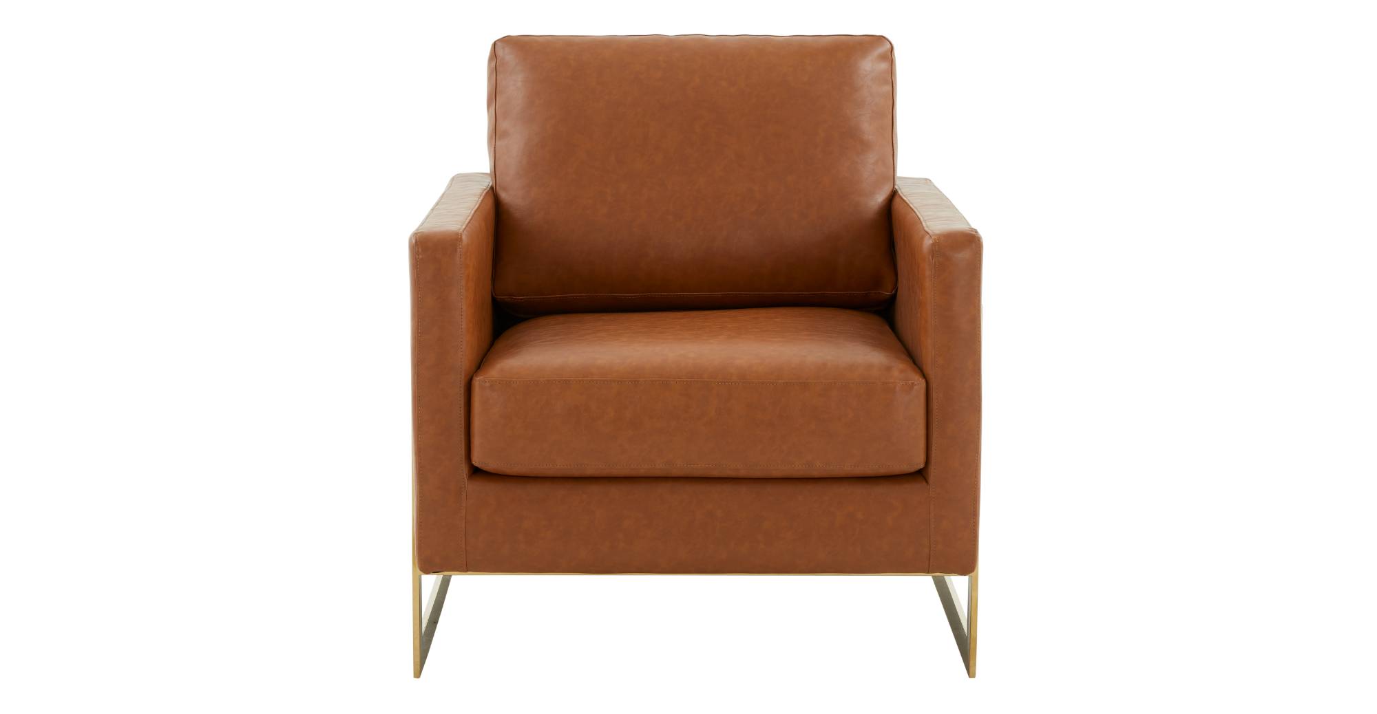 Lincoln Modern Upholstered Accent Armchair With Gold/Black Metal Frame Gold / Cognac Tan / Leather