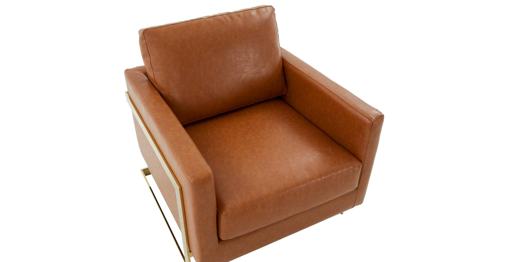 Lincoln Modern Upholstered Accent Armchair With Gold/Black Metal Frame Gold / Cognac Tan / Leather