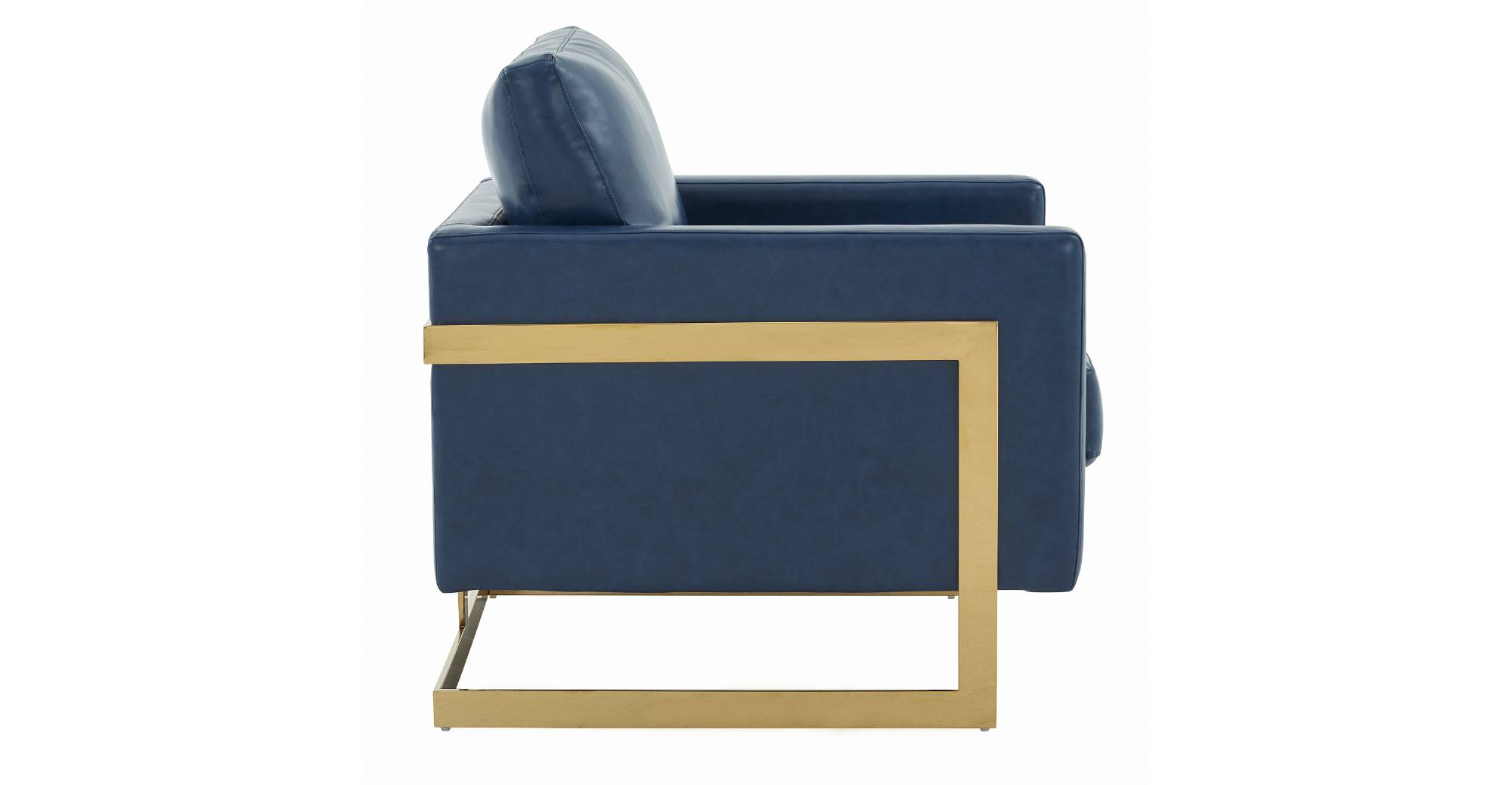 Lincoln Modern Upholstered Accent Armchair With Gold/Black Metal Frame Gold / Navy Blue / Leather