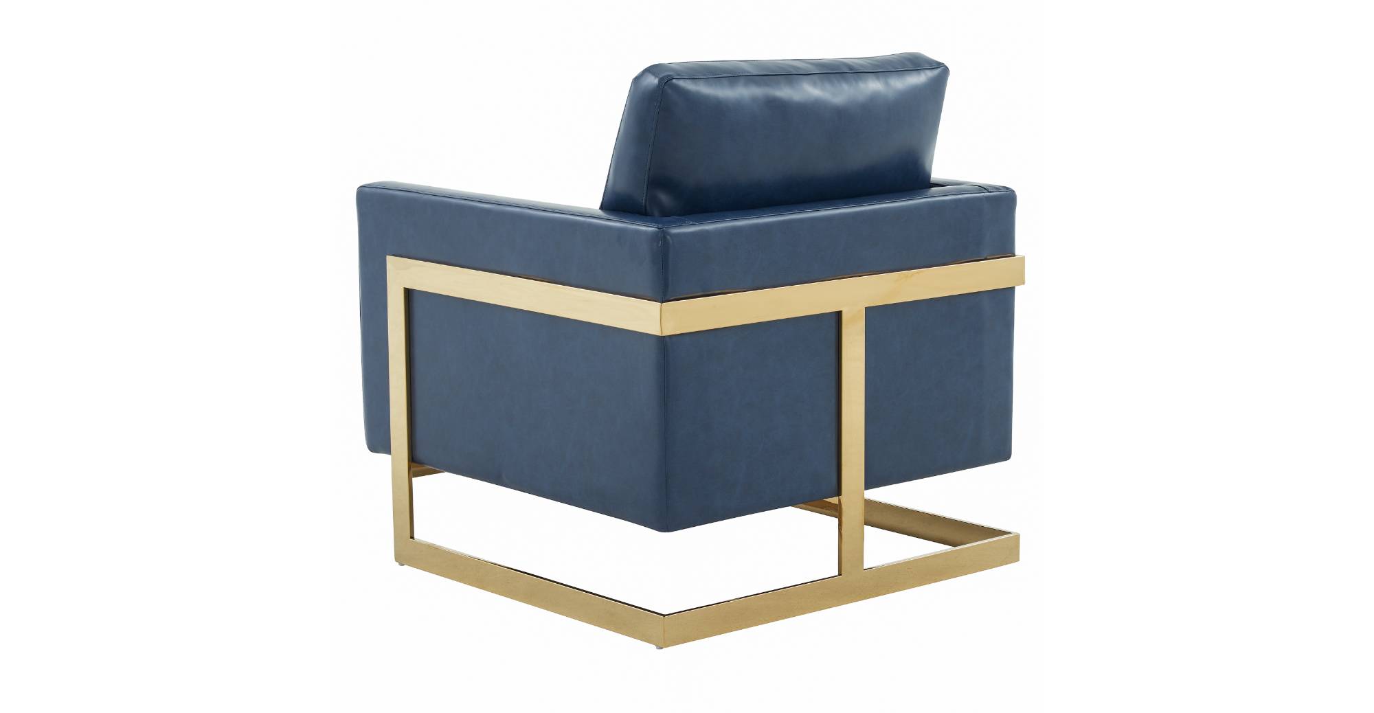 Lincoln Modern Upholstered Accent Armchair With Gold/Black Metal Frame Gold / Navy Blue / Leather