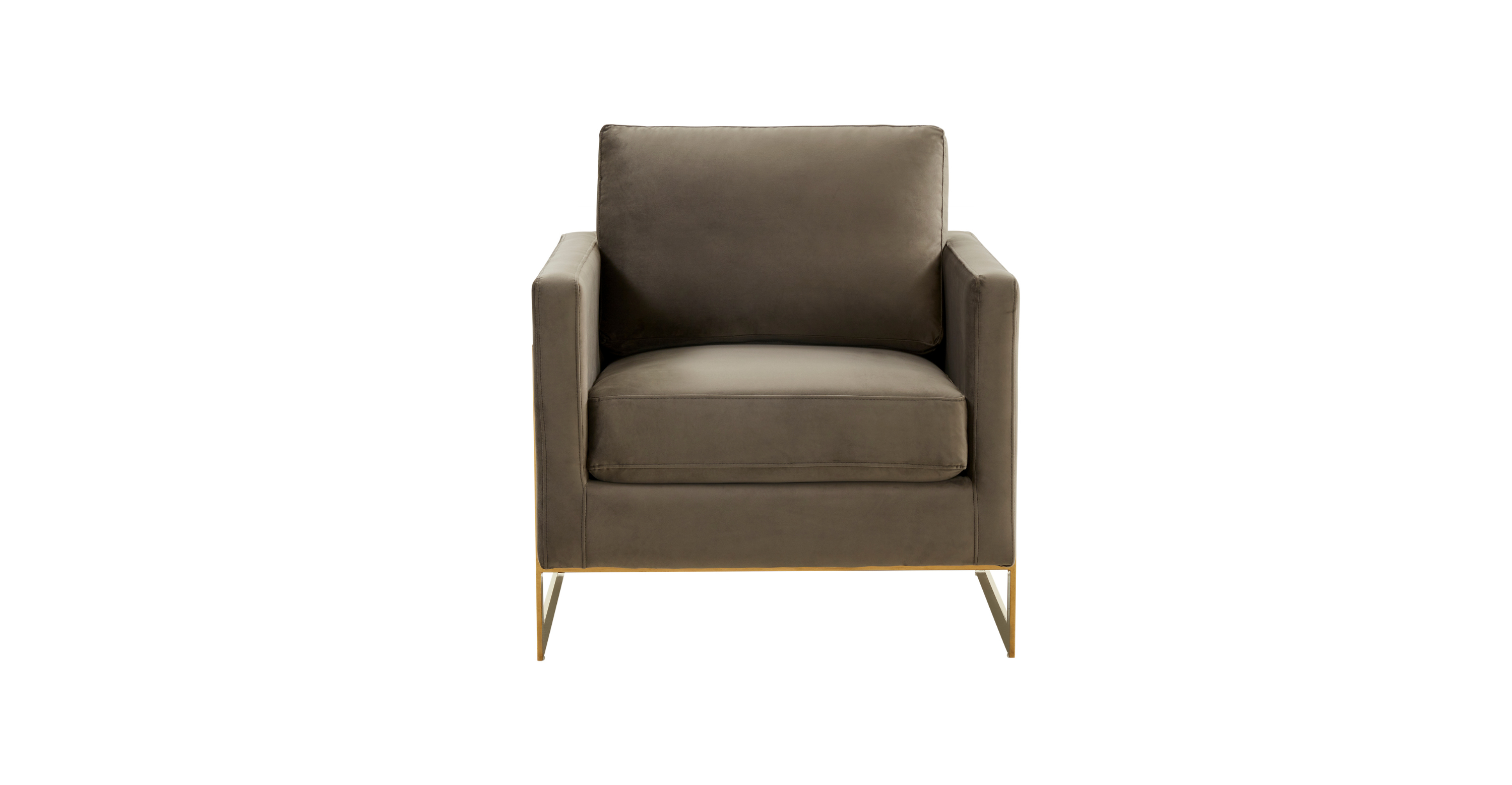 Lincoln Modern Upholstered Accent Armchair With Gold/Black Metal Frame Gold / Dark Grey / Velvet