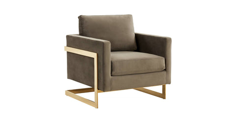 Lincoln Modern Upholstered Accent Armchair With Gold/Black Metal Frame Gold / Dark Grey / Velvet