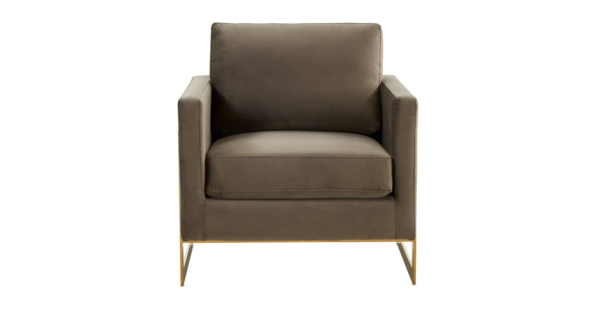 Lincoln Modern Upholstered Accent Armchair With Gold/Black Metal Frame Gold / Dark Grey / Velvet