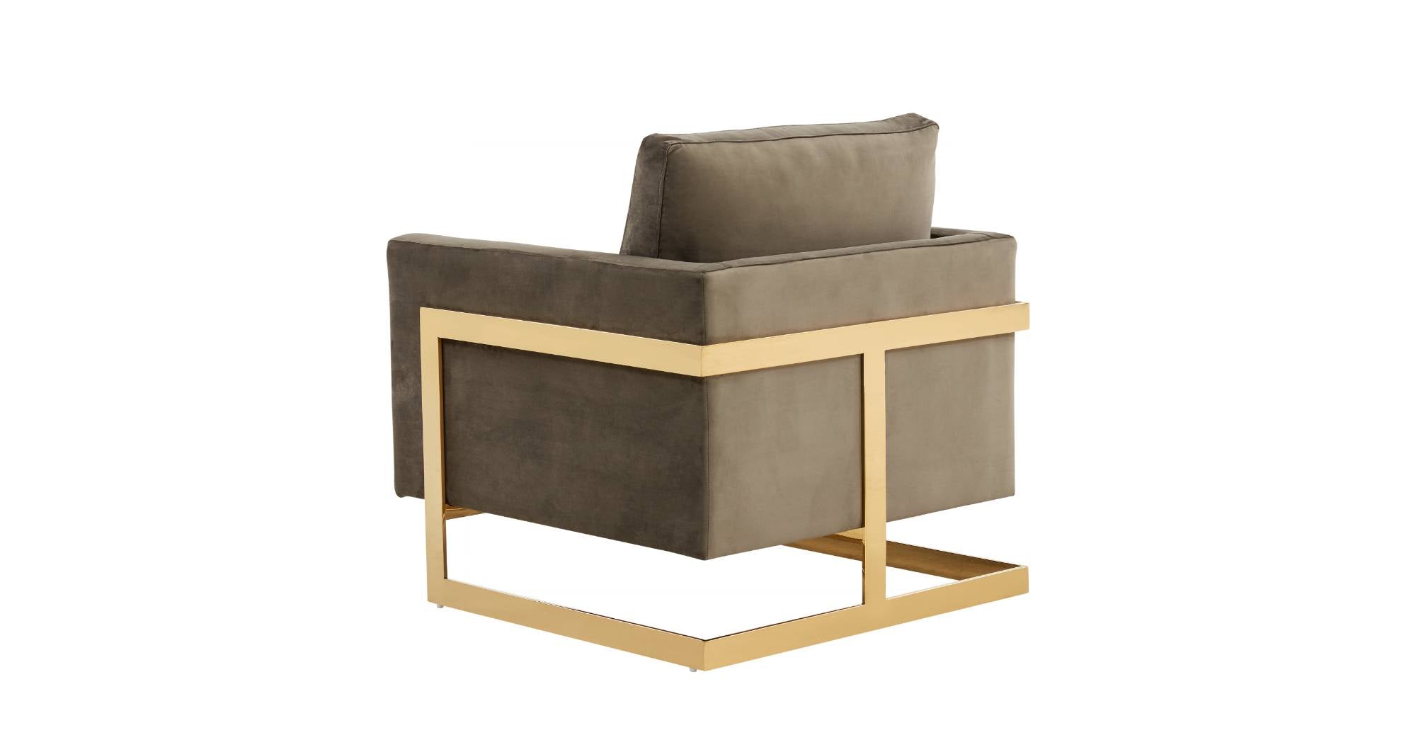 Lincoln Modern Upholstered Accent Armchair With Gold/Black Metal Frame Gold / Dark Grey / Velvet