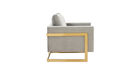 Lincoln Modern Upholstered Accent Armchair With Gold/Black Metal Frame Gold / Light Grey / Velvet