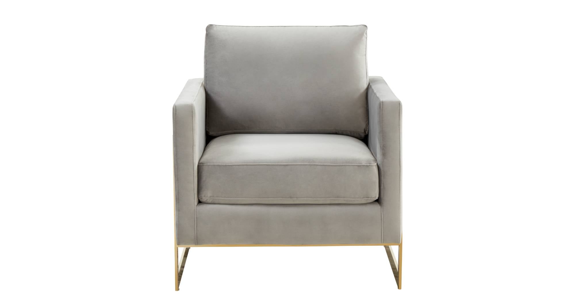 Lincoln Modern Upholstered Accent Armchair With Gold/Black Metal Frame Gold / Light Grey / Velvet