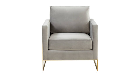 Lincoln Modern Upholstered Accent Armchair With Gold/Black Metal Frame Gold / Light Grey / Velvet