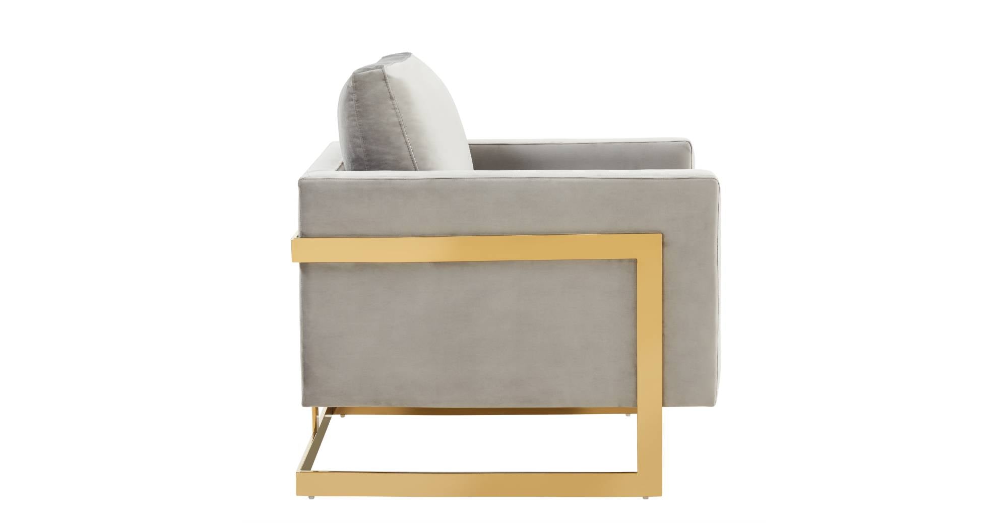 Lincoln Modern Upholstered Accent Armchair With Gold/Black Metal Frame Gold / Light Grey / Velvet