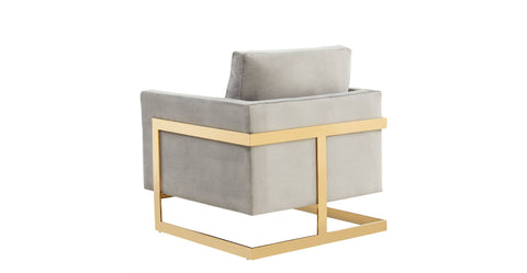 Lincoln Modern Upholstered Accent Armchair With Gold/Black Metal Frame Gold / Light Grey / Velvet