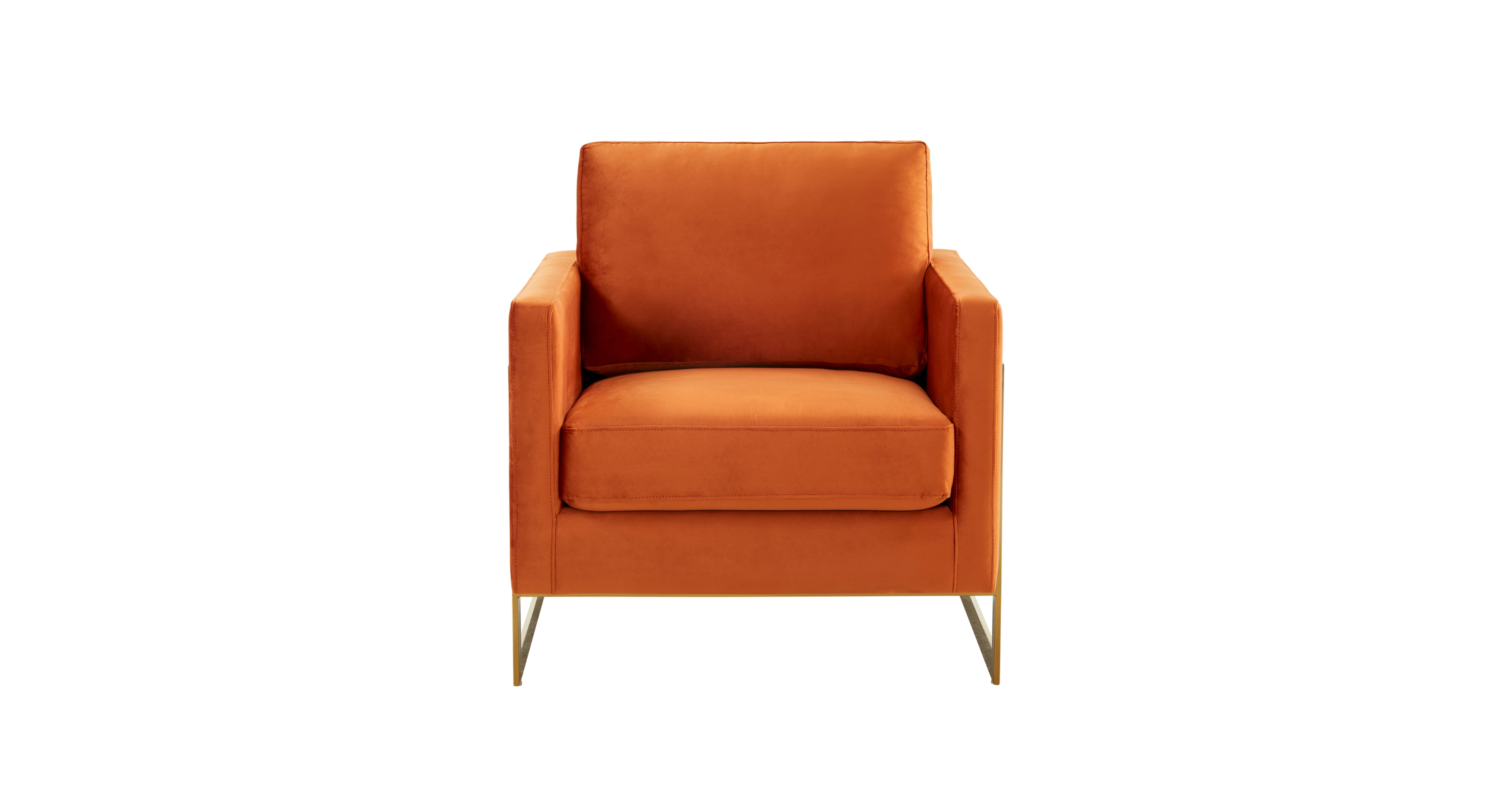 Lincoln Modern Upholstered Accent Armchair With Gold/Black Metal Frame Gold / Orange Marmalade / Velvet