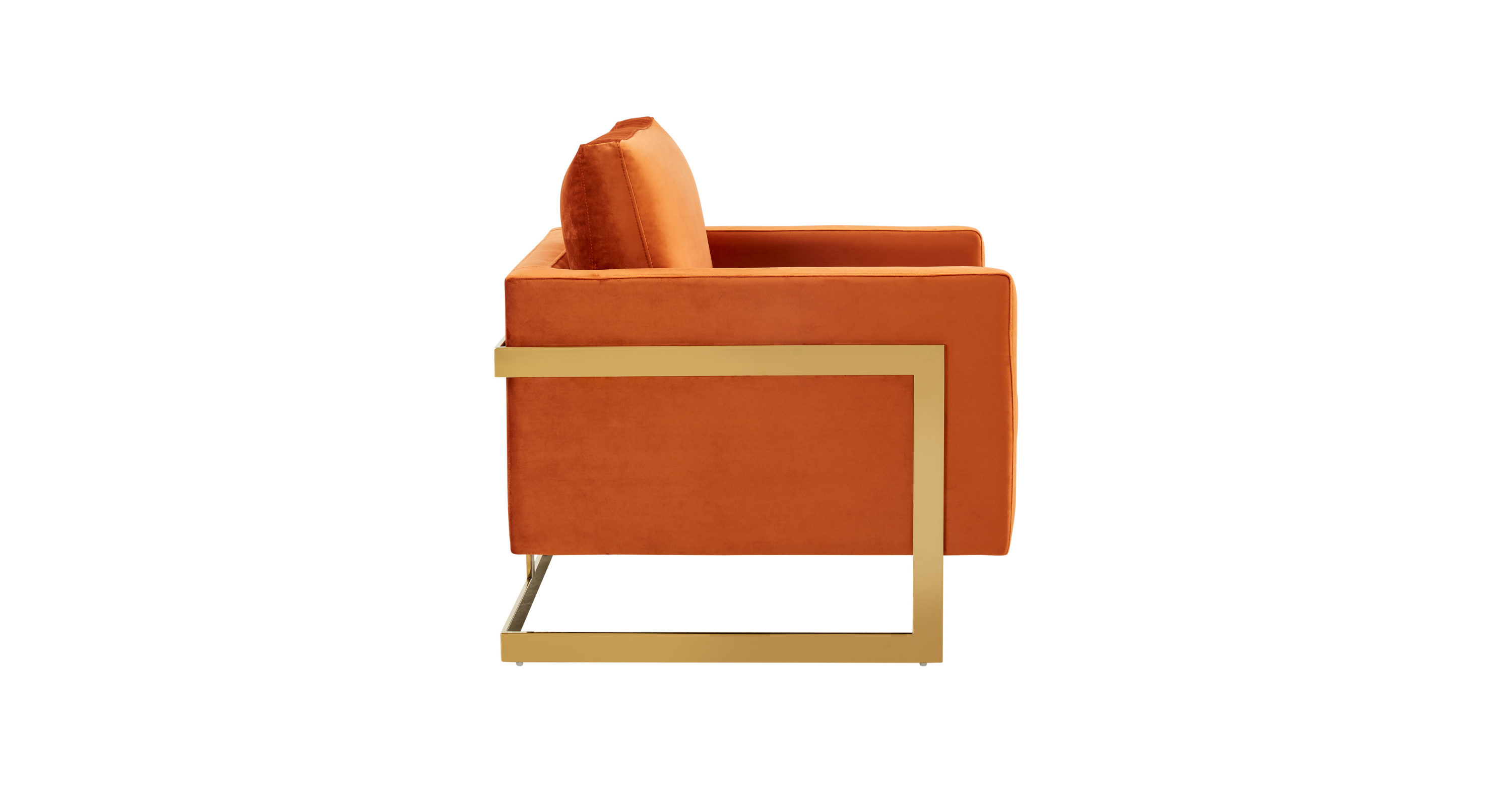 Lincoln Modern Upholstered Accent Armchair With Gold/Black Metal Frame Gold / Orange Marmalade / Velvet