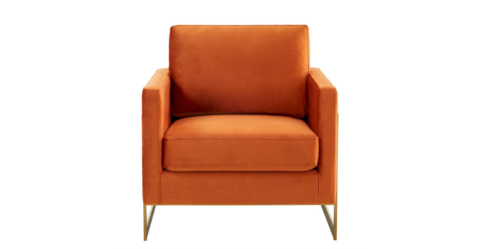 Lincoln Modern Upholstered Accent Armchair With Gold/Black Metal Frame Gold / Orange Marmalade / Velvet