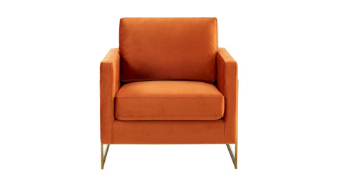 Lincoln Modern Upholstered Accent Armchair With Gold/Black Metal Frame Gold / Orange Marmalade / Velvet