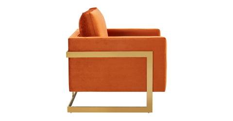 Lincoln Modern Upholstered Accent Armchair With Gold/Black Metal Frame Gold / Orange Marmalade / Velvet