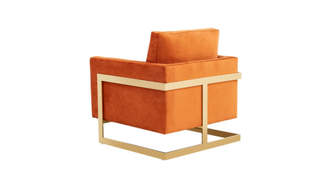 Lincoln Modern Upholstered Accent Armchair With Gold/Black Metal Frame Gold / Orange Marmalade / Velvet