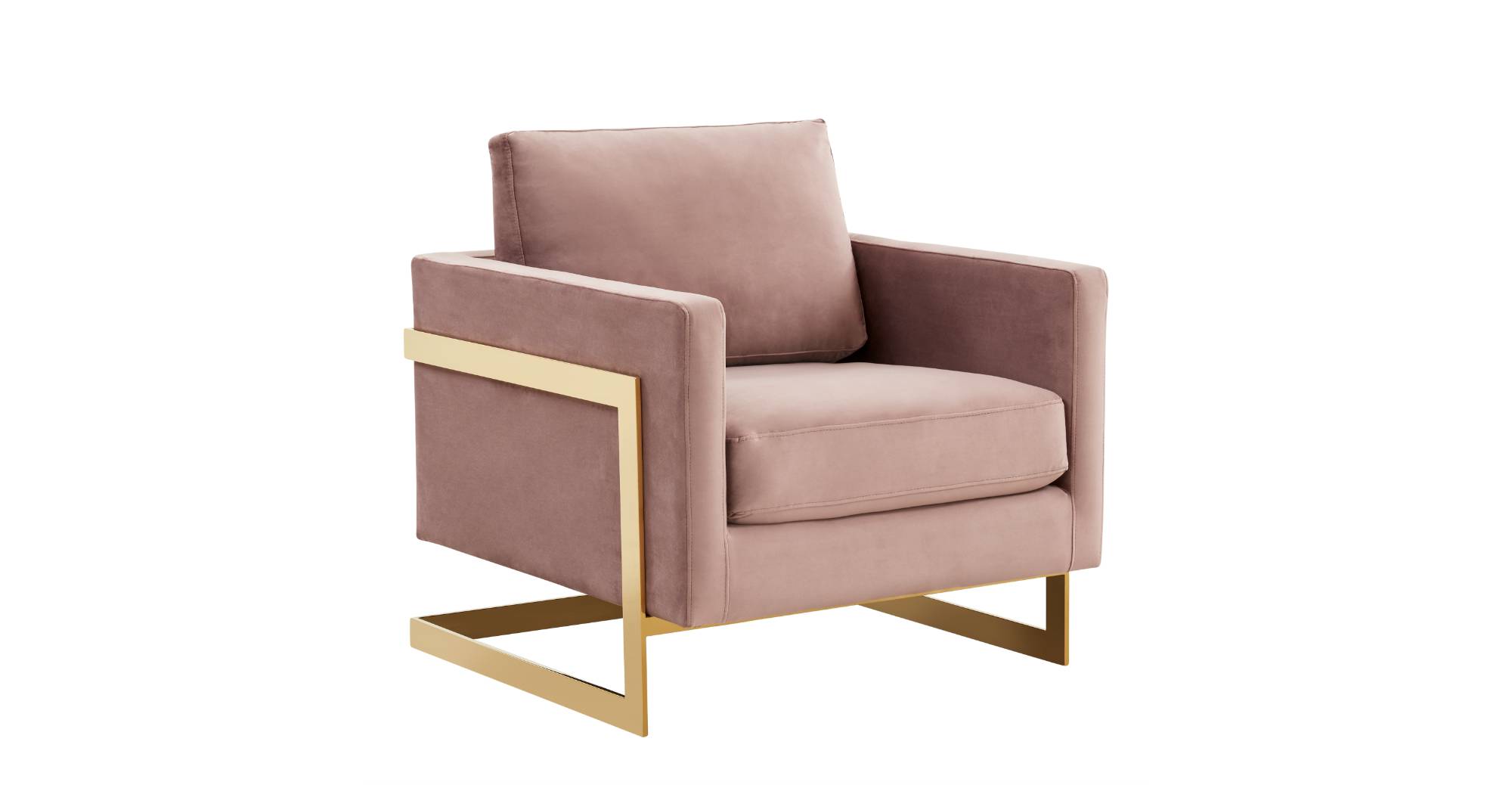 Lincoln Modern Upholstered Accent Armchair With Gold/Black Metal Frame Gold / Pink / Velvet