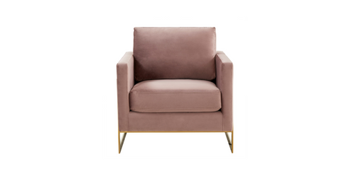 Lincoln Modern Upholstered Accent Armchair With Gold/Black Metal Frame Gold / Pink / Velvet