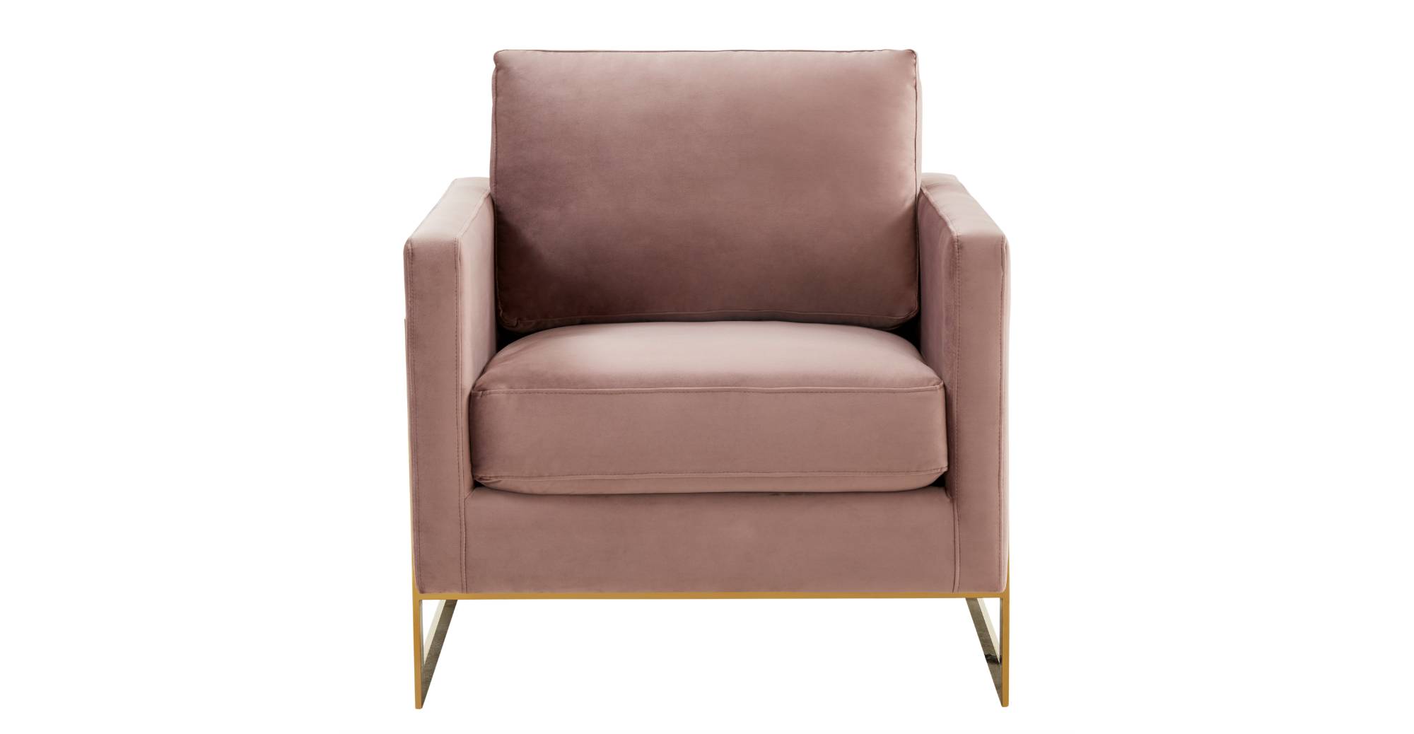 Lincoln Modern Upholstered Accent Armchair With Gold/Black Metal Frame Gold / Pink / Velvet