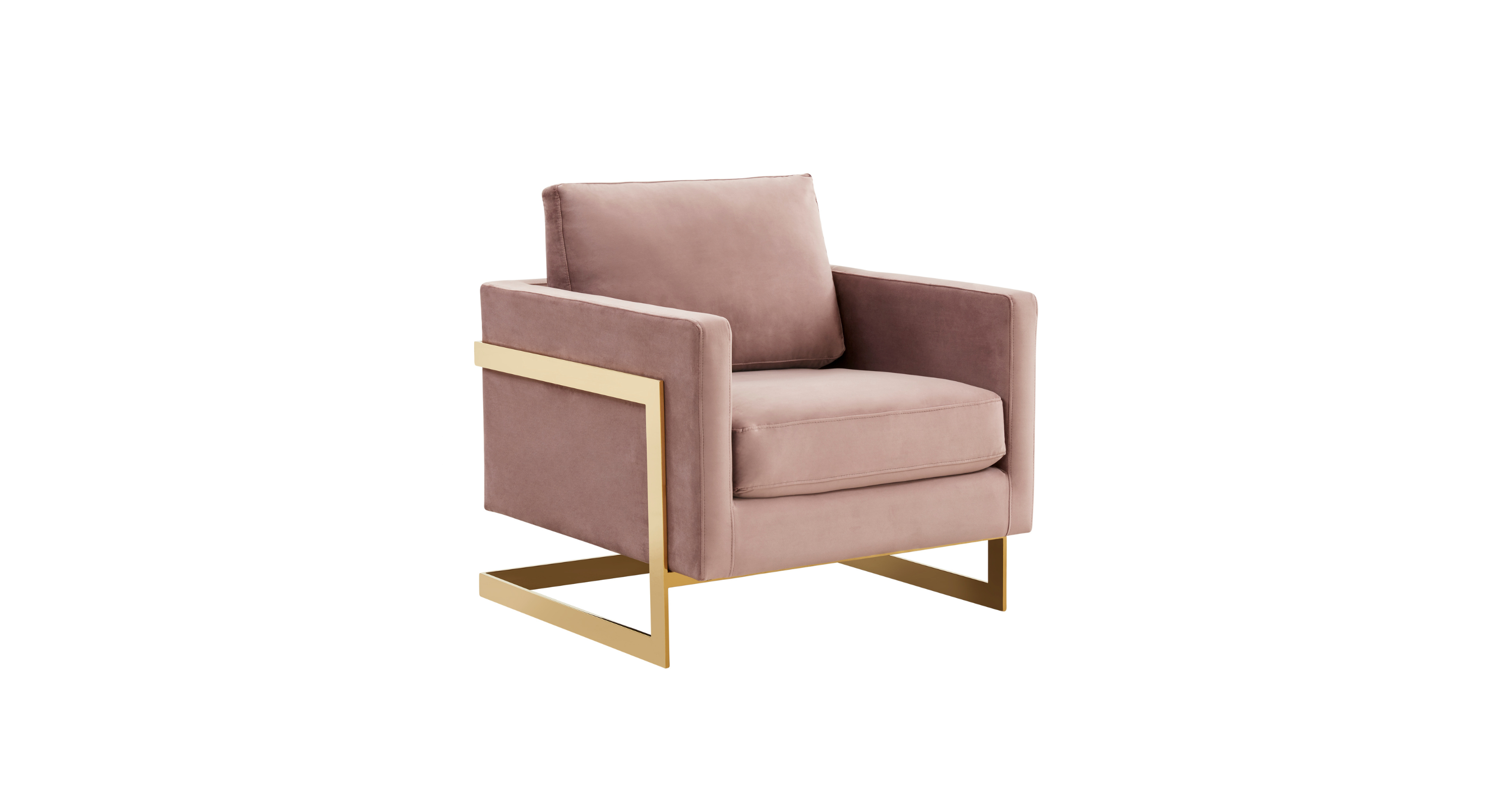 Lincoln Modern Upholstered Accent Armchair With Gold/Black Metal Frame Gold / Pink / Velvet