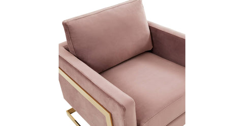 Lincoln Modern Upholstered Accent Armchair With Gold/Black Metal Frame Gold / Pink / Velvet