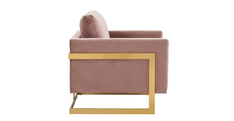 Lincoln Modern Upholstered Accent Armchair With Gold/Black Metal Frame Gold / Pink / Velvet