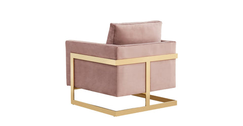 Lincoln Modern Upholstered Accent Armchair With Gold/Black Metal Frame Gold / Pink / Velvet