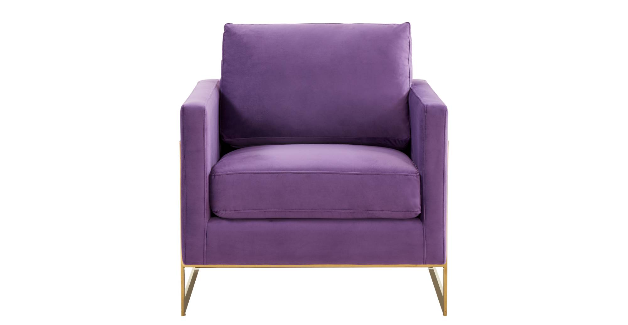 Lincoln Modern Upholstered Accent Armchair With Gold/Black Metal Frame Gold / Purple / Velvet