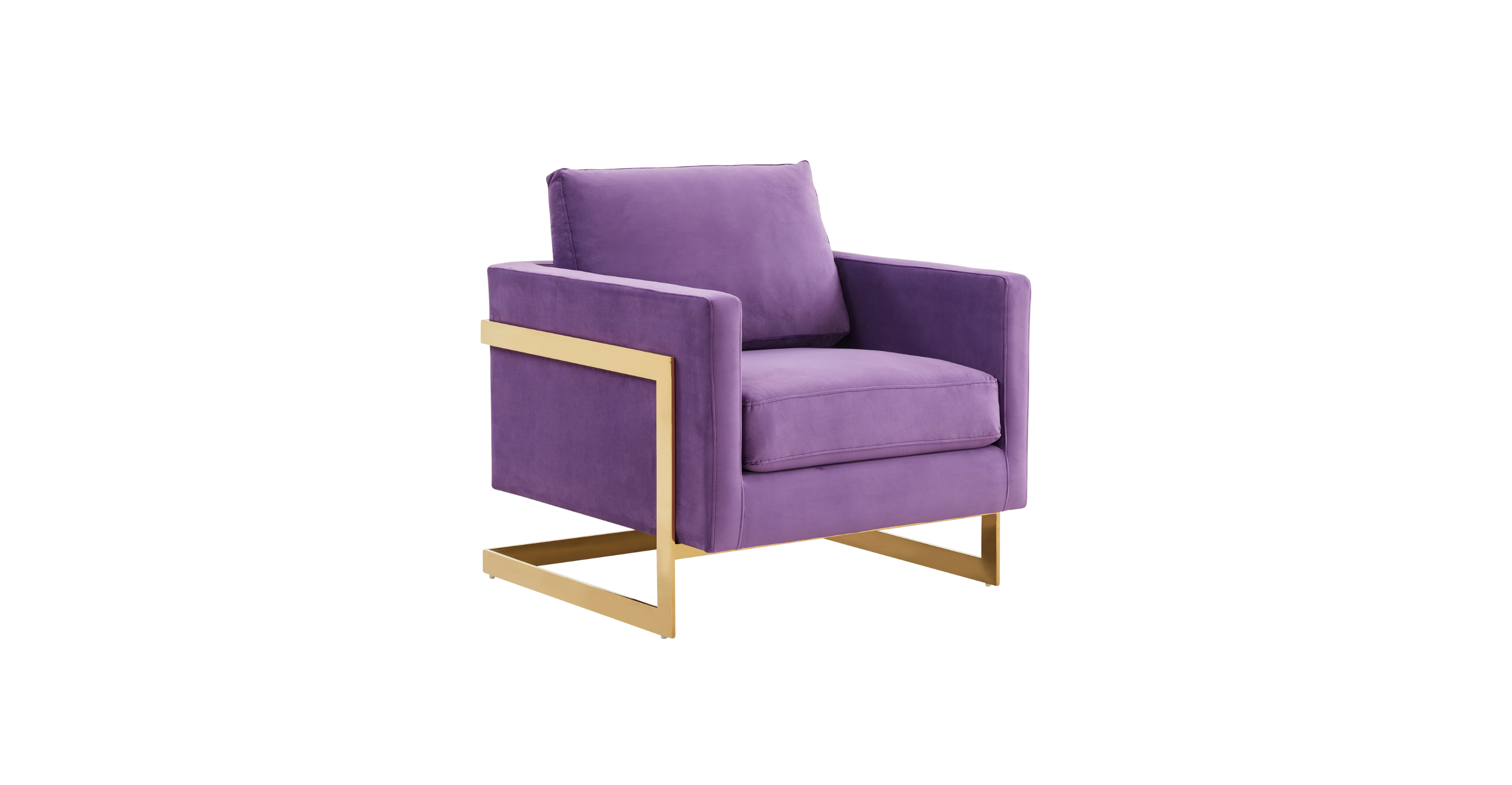 Lincoln Modern Upholstered Accent Armchair With Gold/Black Metal Frame Gold / Purple / Velvet