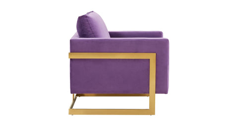 Lincoln Modern Upholstered Accent Armchair With Gold/Black Metal Frame Gold / Purple / Velvet