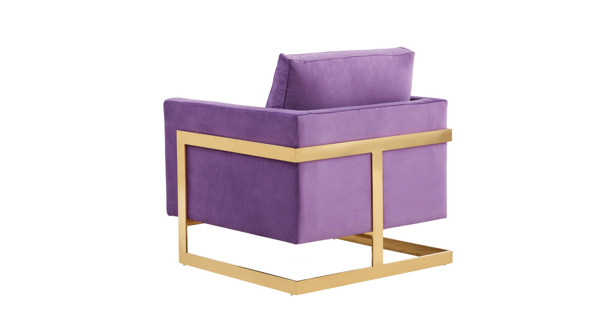 Lincoln Modern Upholstered Accent Armchair With Gold/Black Metal Frame Gold / Purple / Velvet