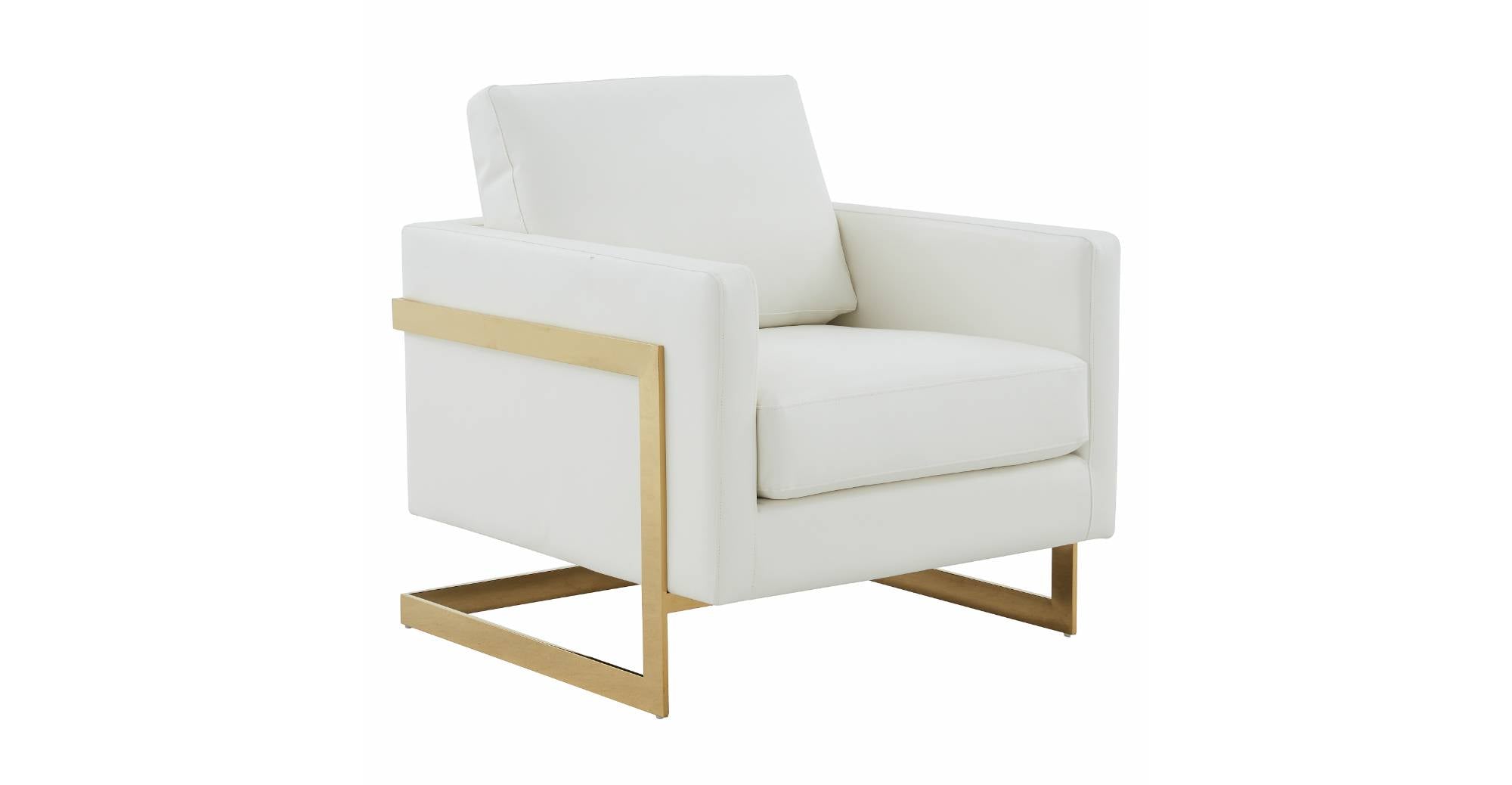 Lincoln Modern Upholstered Accent Armchair With Gold/Black Metal Frame Gold / White / Leather