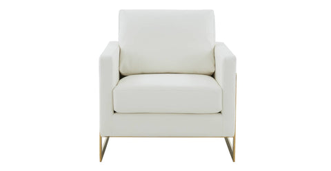 Lincoln Modern Upholstered Accent Armchair With Gold/Black Metal Frame Gold / White / Leather