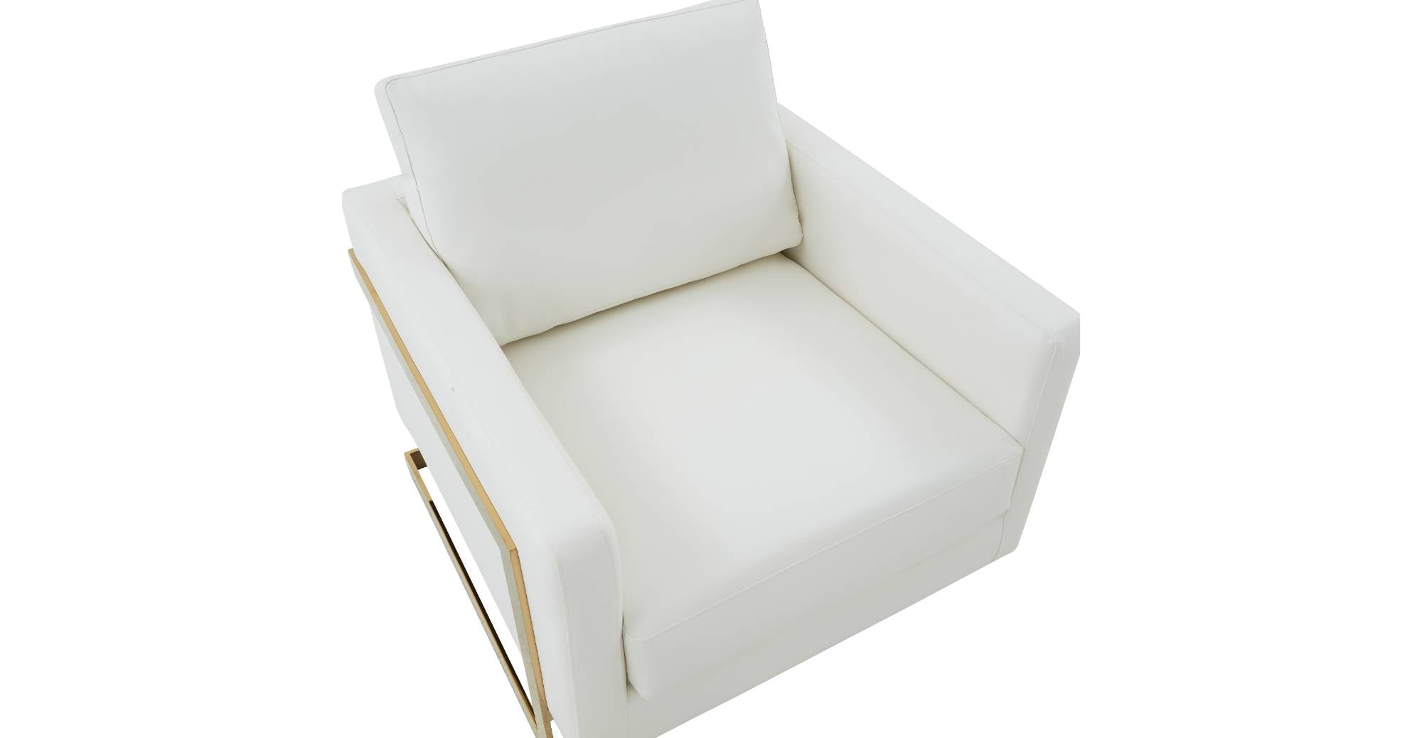 Lincoln Modern Upholstered Accent Armchair With Gold/Black Metal Frame Gold / White / Leather