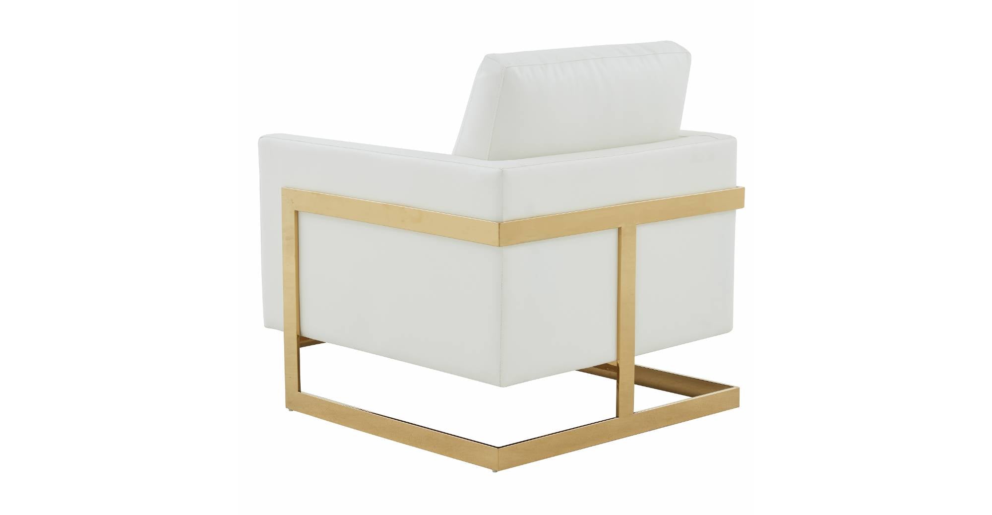 Lincoln Modern Upholstered Accent Armchair With Gold/Black Metal Frame Gold / White / Leather