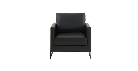 Lincoln Modern Upholstered Accent Armchair With Gold/Black Metal Frame Black / Black / Leather