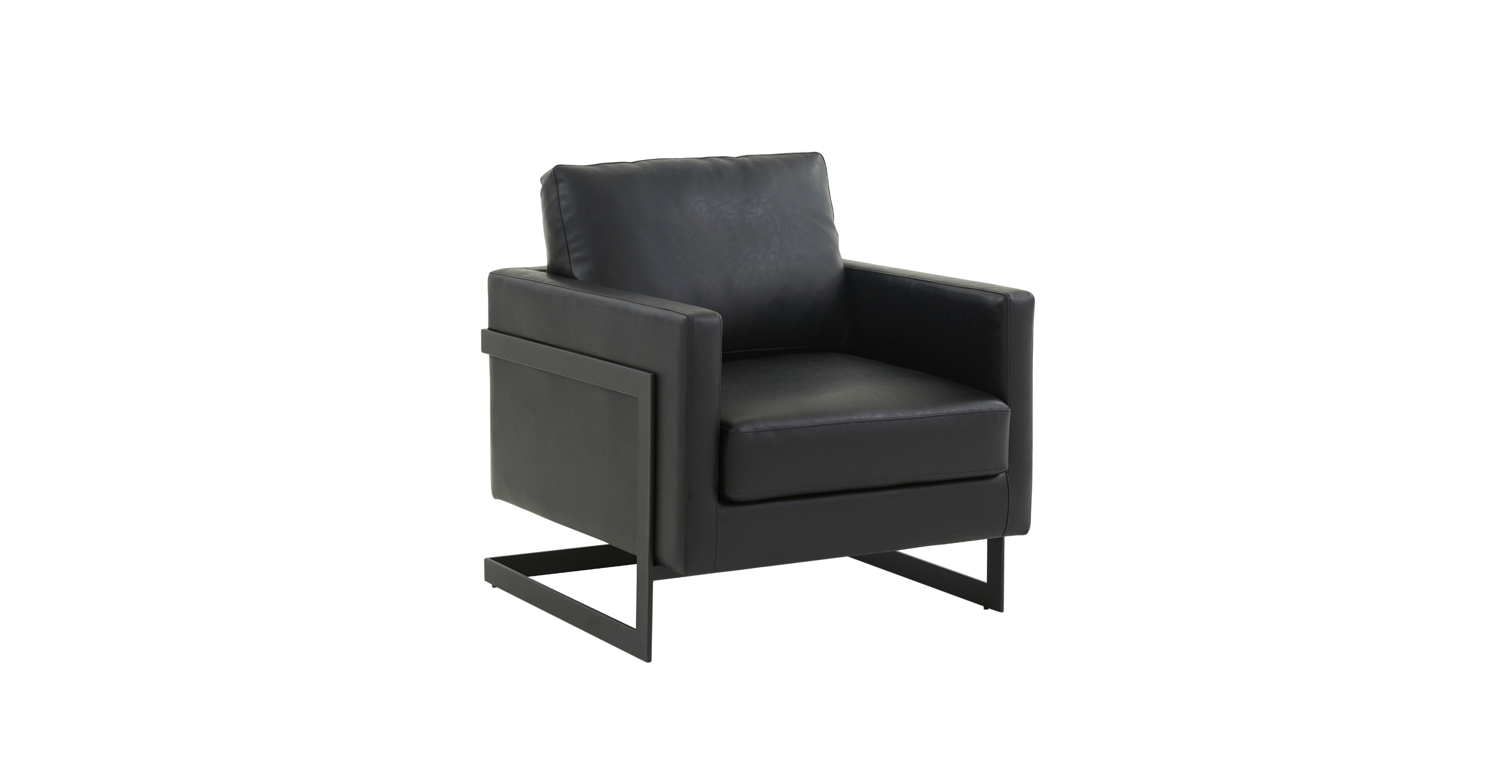 Lincoln Modern Upholstered Accent Armchair With Gold/Black Metal Frame Black / Black / Leather