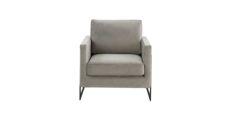 Lincoln Modern Upholstered Accent Armchair With Gold/Black Metal Frame Black / Light Grey / Velvet