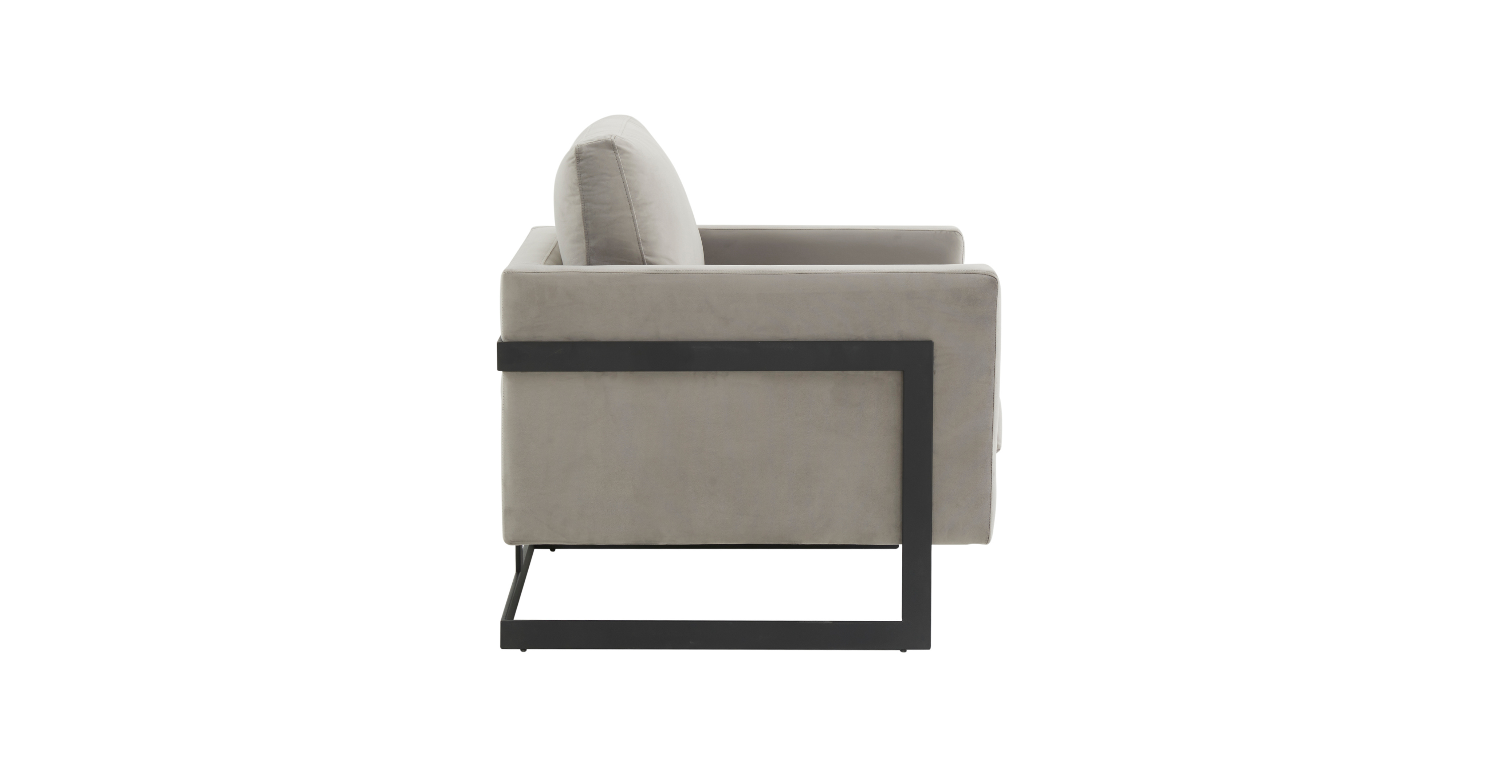 Lincoln Modern Upholstered Accent Armchair With Gold/Black Metal Frame Black / Light Grey / Velvet