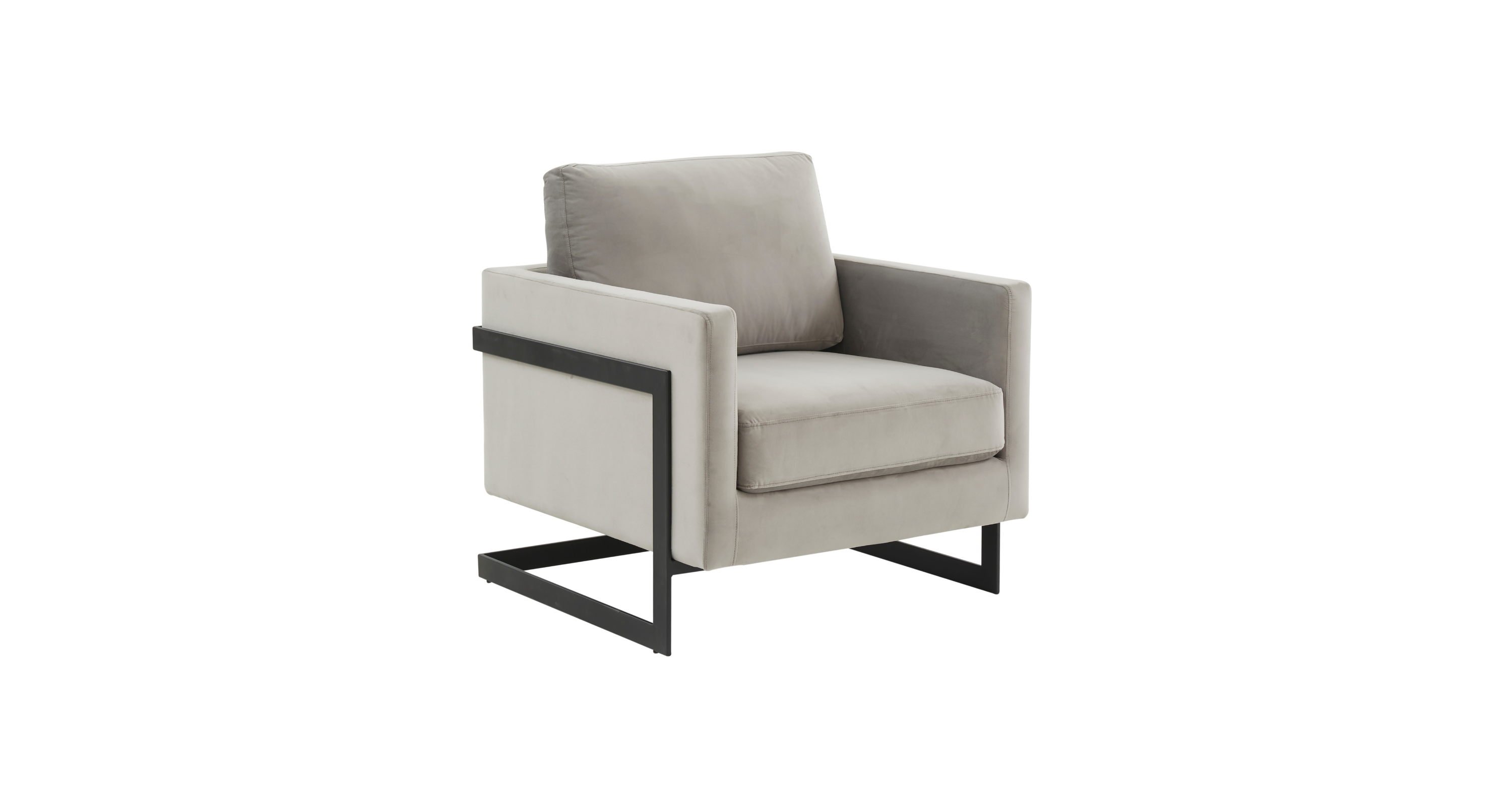 Lincoln Modern Upholstered Accent Armchair With Gold/Black Metal Frame Black / Light Grey / Velvet