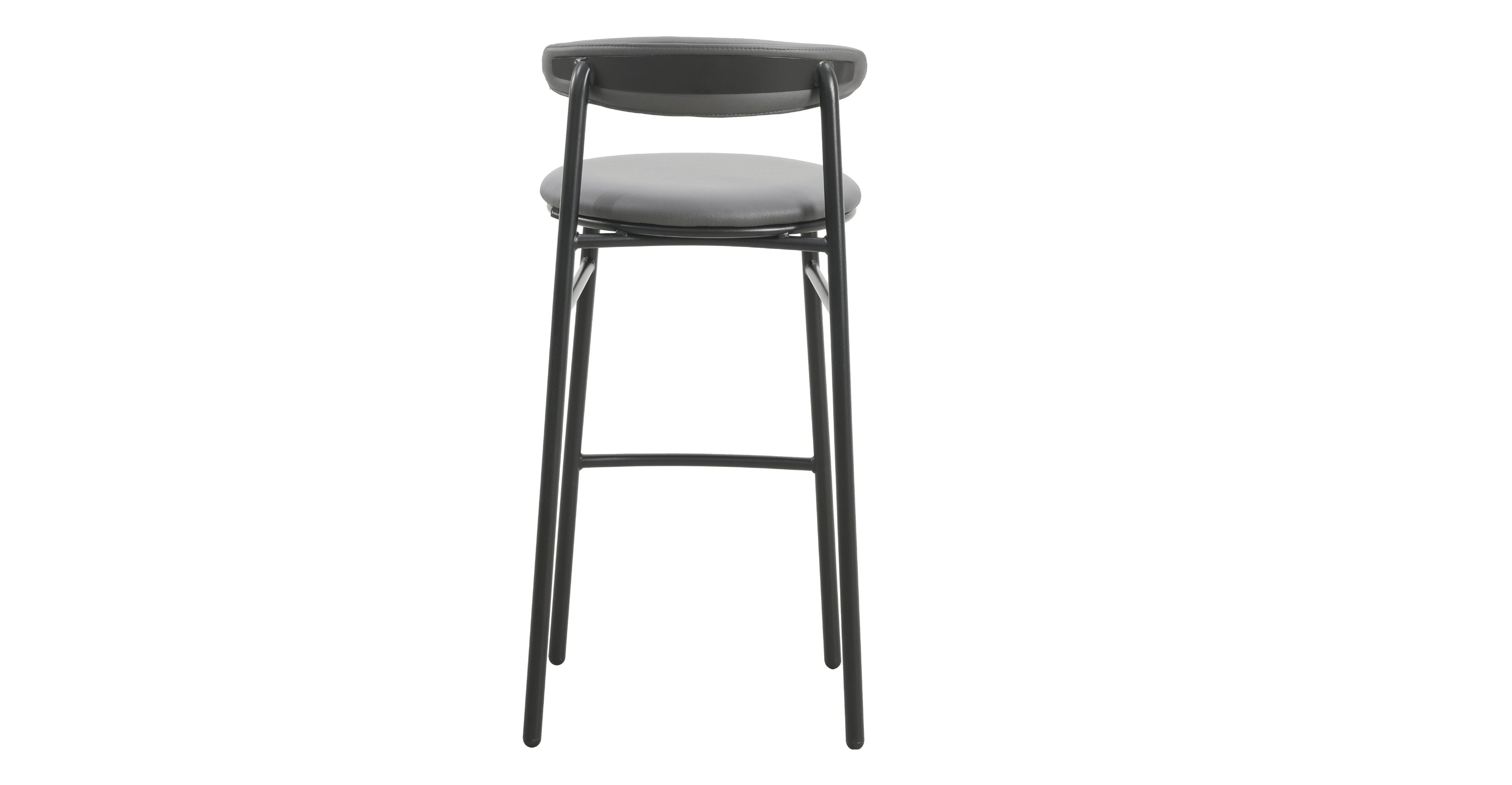 Lume Series Modern Bar Stool Upholstered in Leather for Dining Room and Kitchen Charcoal