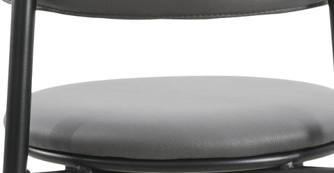 Lume Series Modern Bar Stool Upholstered in Leather for Dining Room and Kitchen Charcoal