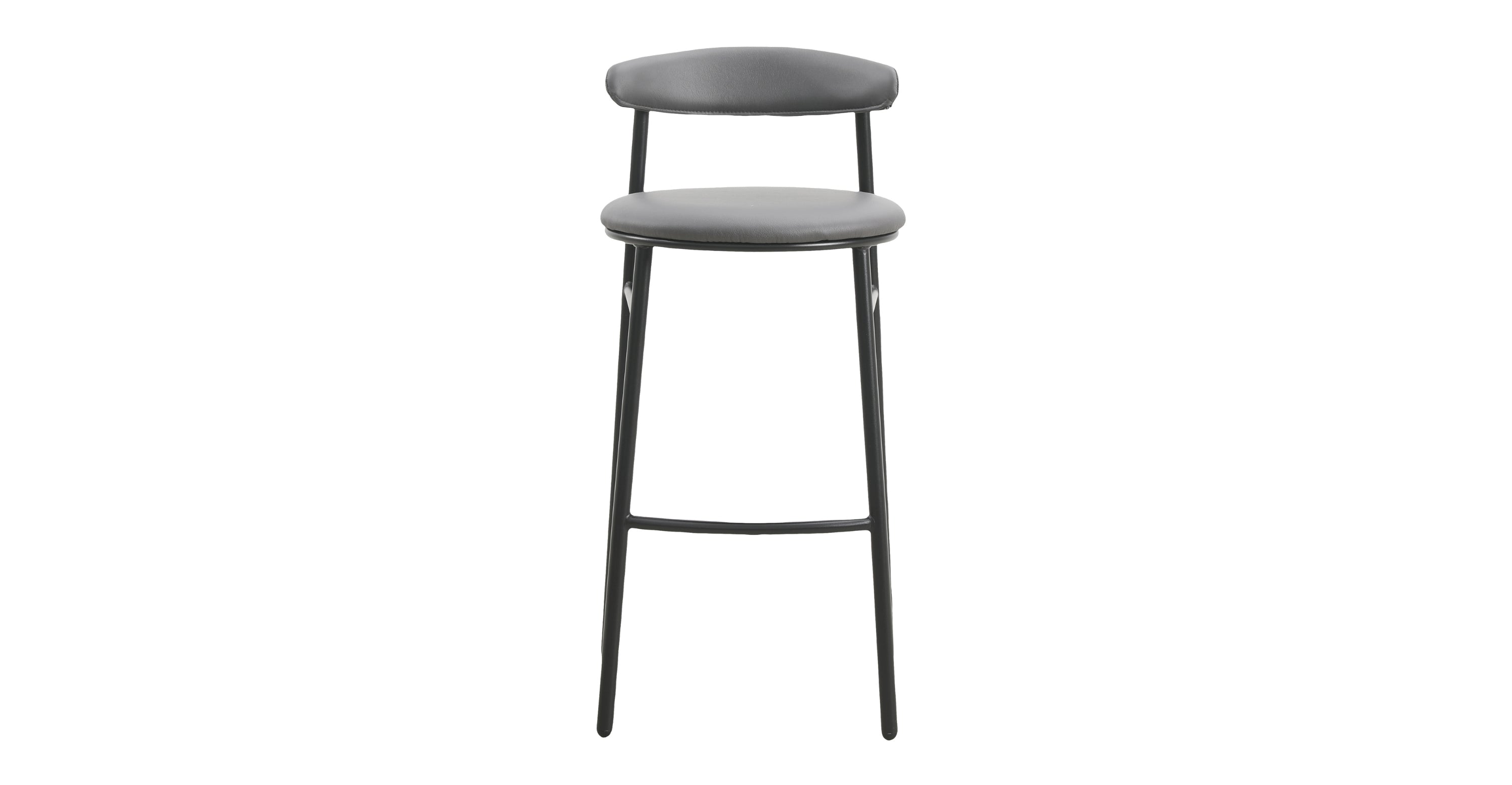 Lume Series Modern Bar Stool Upholstered in Leather for Dining Room and Kitchen Charcoal