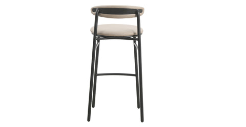 Lume Series Modern Bar Stool Upholstered in Leather for Dining Room and Kitchen Dark Taupe