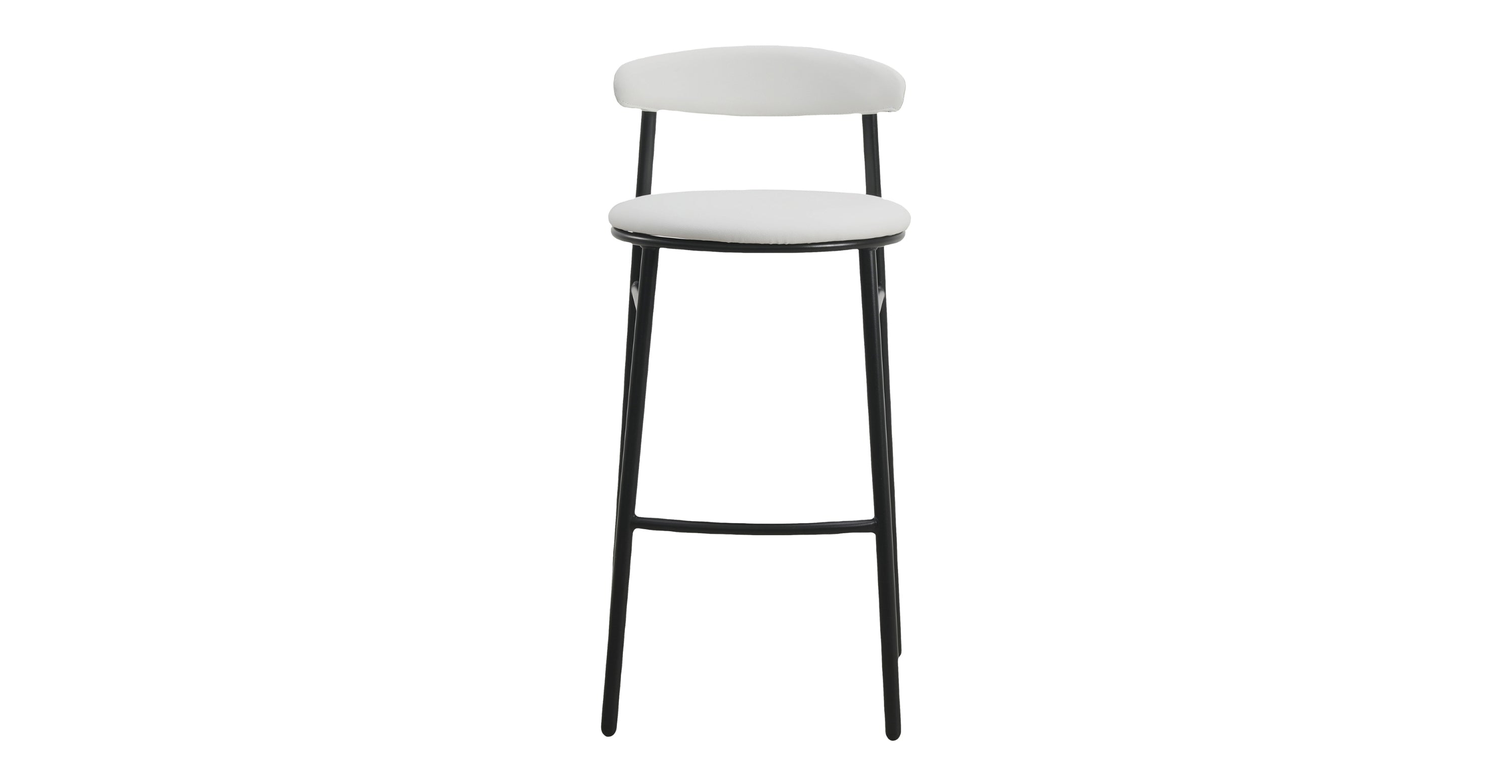 Lume Series Modern Bar Stool Upholstered in Leather for Dining Room and Kitchen White