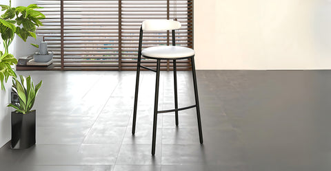 Lume Series Modern Bar Stool Upholstered in Leather for Dining Room and Kitchen White