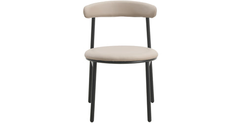 Lume Modern Dining Chair Upholstered in Polyester with Metal Legs Dark Toupe